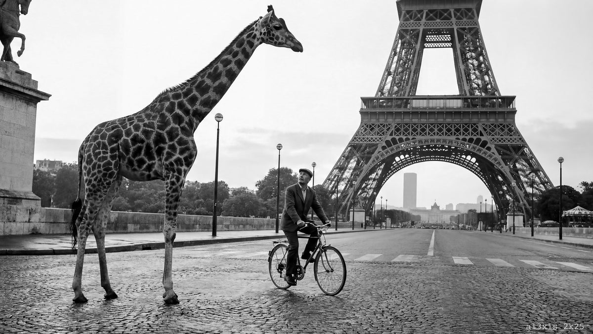 La girafe et le cycliste